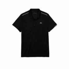 Lacoste Sport Contrast Piping Breathable Piqué Polo Shirt Black/White