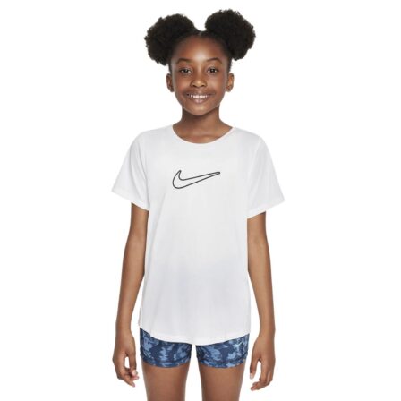 Nike One Fitted Girls Dri-FIT Short-Sleeve Top White