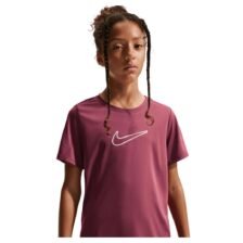Nike One Fitted Girls Dri-FIT Short-Sleeve Top Pink Smoke